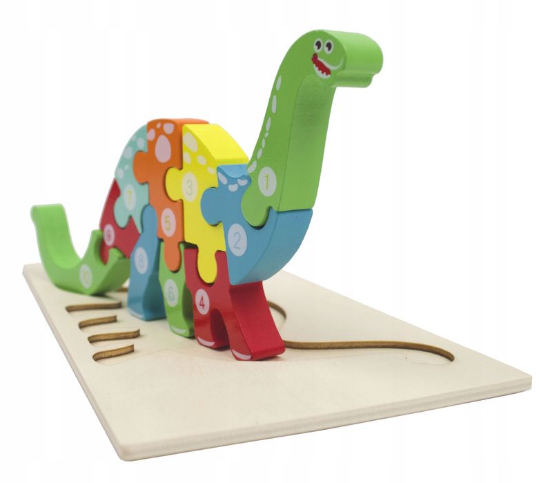 lt427 puzzle edukacyjne dinozaur 3d montessori drewniane puzzle