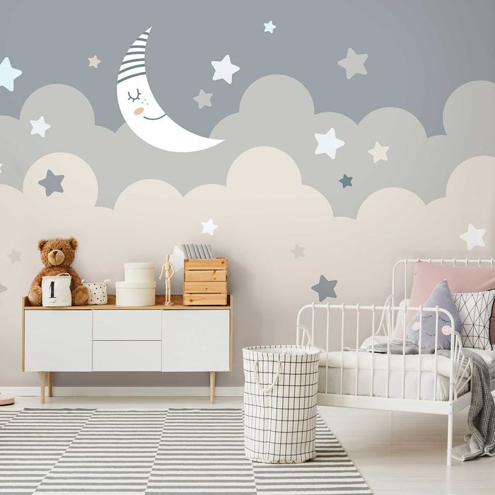 Fototapeta Dla Dzieci Księżyc Noc Sen Chmurki 3D Twój Rozmiar + KLEJ