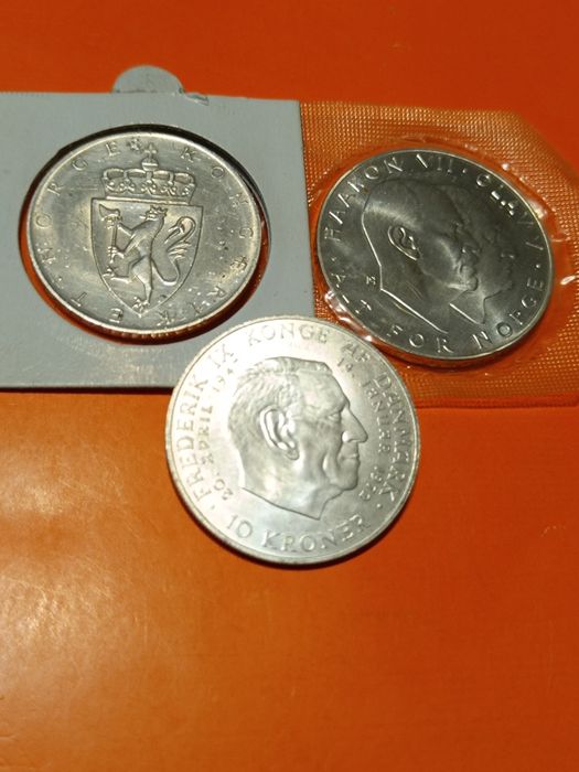 10 - 25 Koron Norwegia i Dania 1964 - 1972/Srebro 3 szt