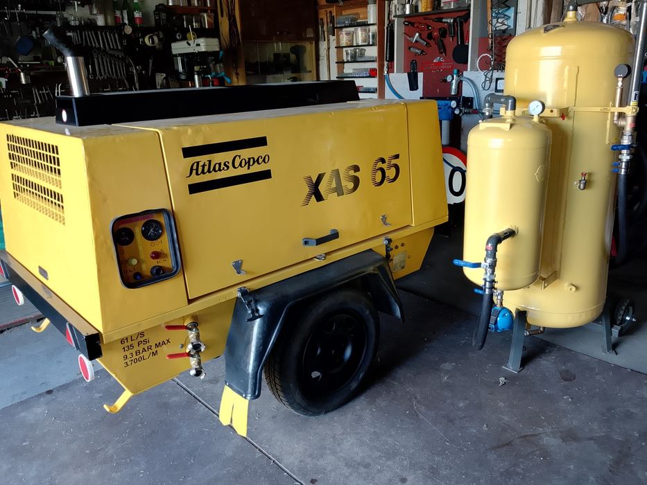 Zestaw do piaskowania ATLAS COPCO kompresor śrubowy piaskarka