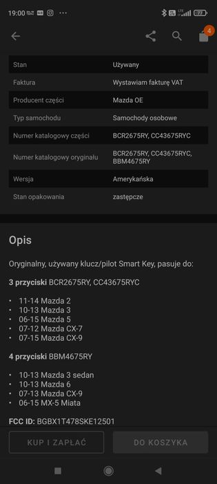 Piloty - kluczyki Mazda 2 3 5 6 rx-8 cx-7 cx-9