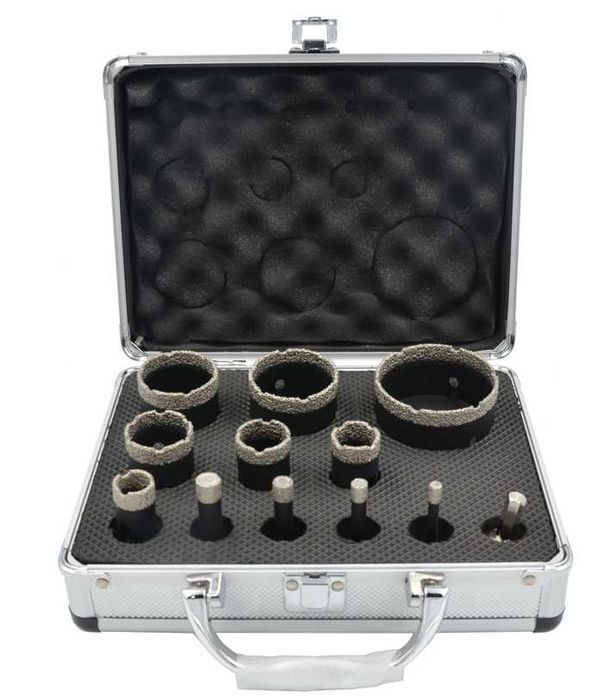 ZESTAW 11x Otwornic Wiertło WYTRZYMAŁE Gresu 6-68 Diamentowe +Adapter