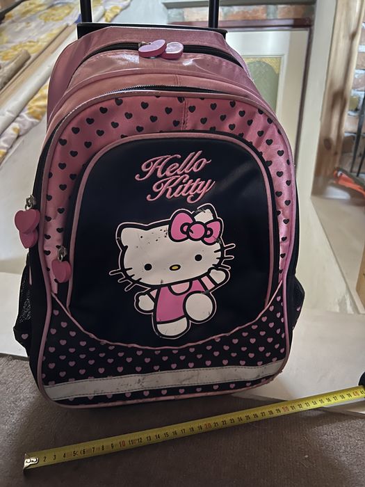 Plecak Hello Kitty stelaż walizka z rączką wzmacniany różowo-czarny