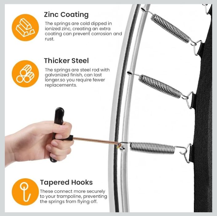 8 sztuk sprężyn do trampoliny 14cm