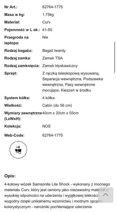 walizka kabinowa Samsonite Lite Shock