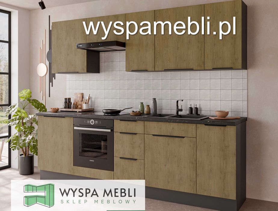 NOWA kuchnia narożna szafki kuchenne dąb cremona 160x250cm pod wymiar
