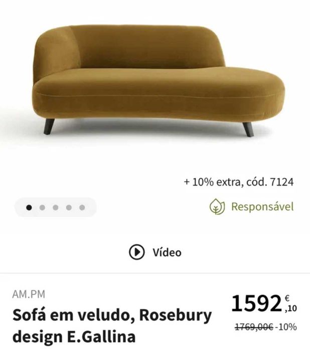 Sofá Veludo Mostarda LaRedoute AMPM