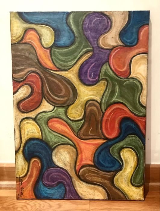 Quadro pintado a pastel de óleo sobre tela.