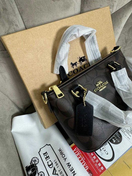 Coach Mini Tote Signature Brown/міні-сумка тоут Коуч