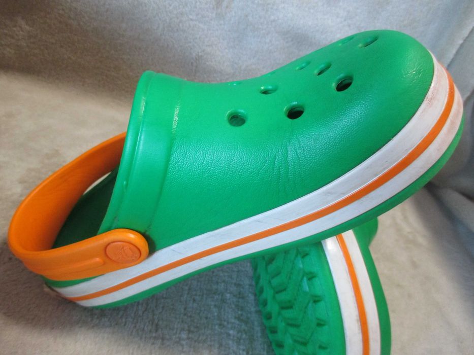 Crocs Kids Crocband Clog Grass Green/White/Orange роз. J2 (Крокс роз. 34)
