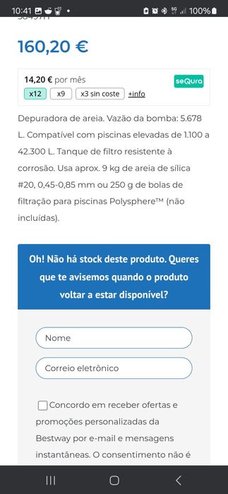 Filtro areia piscina Bestway 5768 litros /hora