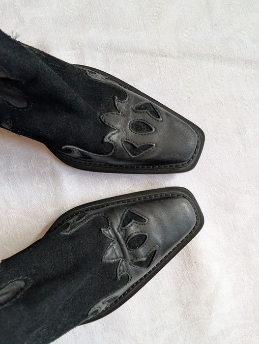 Шкіряні козаки чорні вінтаж