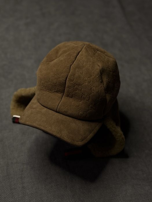 Кепка вушанка Gucci GG Shearling Earflap Cap-Тепла зимова бейсболка