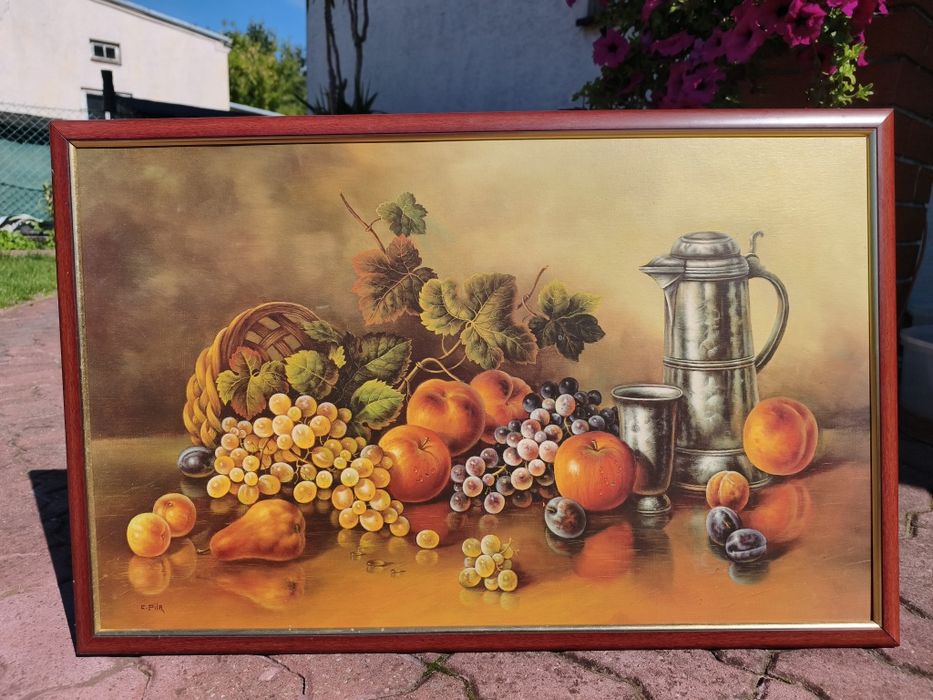 Obraz kuchenny owoce 84x54 cm drewniana rama Pruszków