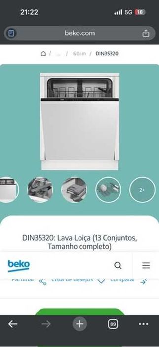 Máquina de lavar loiça Beko DIN35320 de encastrar