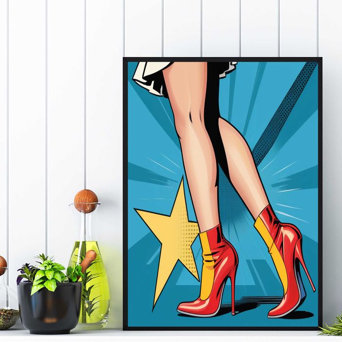 kolorowy plakat moda retro na ścianę do pokoju, plakat moda retro