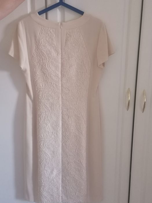 Sukienka Margo 42 rozmiar XL ecru śmietankowa beżowa elegancka weselna