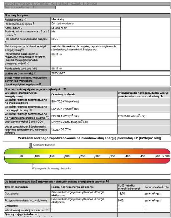 Świadectwo Charakterystyki Energetycznej budynku mieszkania lokalu dom