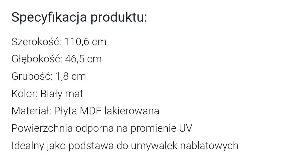 Blat łazienkowy 110cm