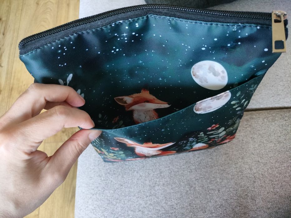 Kosmetyczka, pokrowiec na tablet, saszetka z lisem, jesienny wzór