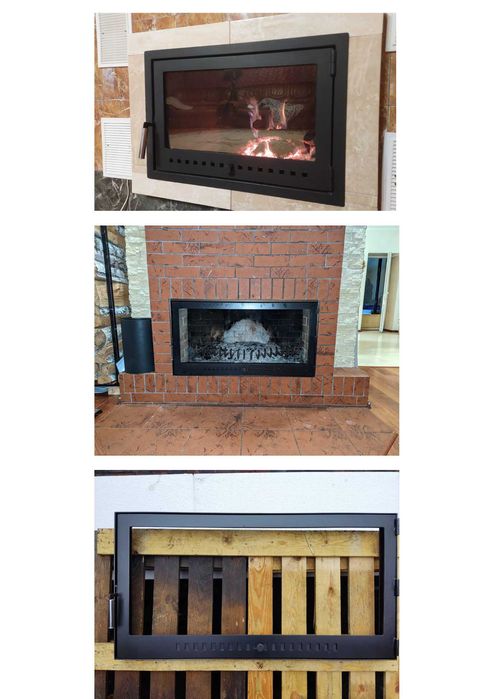 Дверця для каміна під ваш розмір зі склом, дверца каминная со стеклом