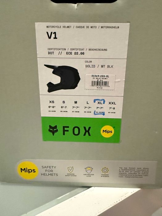 Kask FOX V1 Solid Black/White MX (cross,quad,enduro,mtb) GWARANCJA