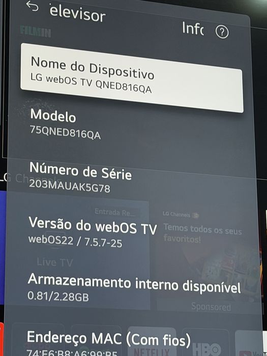 TV LG QNED 75 polegadas