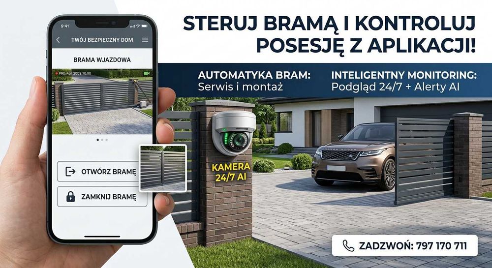 Montaż serwis automatyki bram, monitoring, domofony PK-TECH