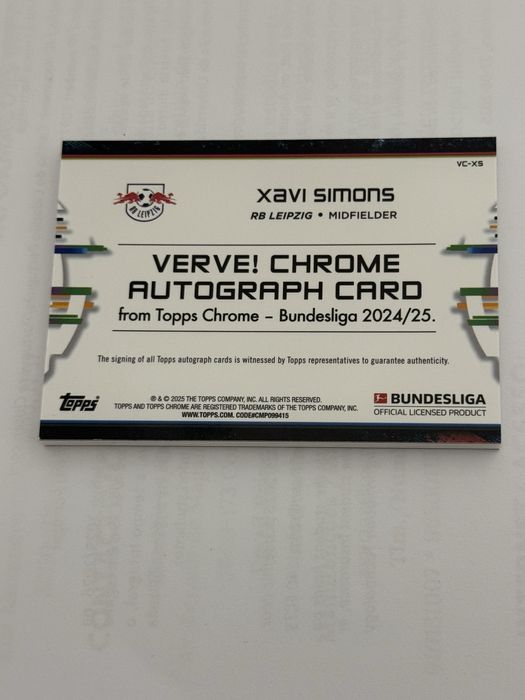 2024/2025 Topps Chrome Bundesliga Xavi Simons Autograph Verve SSP