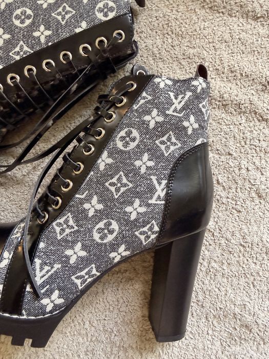 Damskie buty Louis Vuitton 37/38 trapery Star Trail denim botki na obcasie NOWE