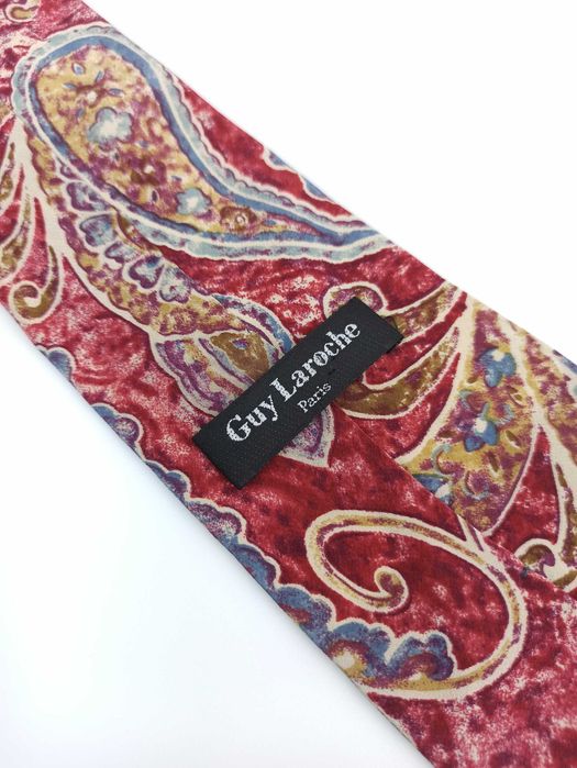 Guy Laroche czerwony jedwabny krawat paisley wks49