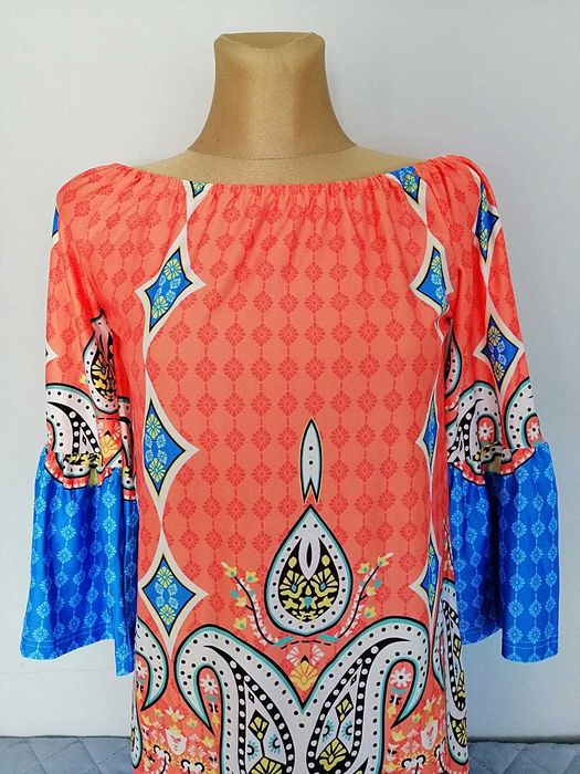 Kolorowa sukienka tunika Boho retro Rozmiar S / M 36/38 nowa