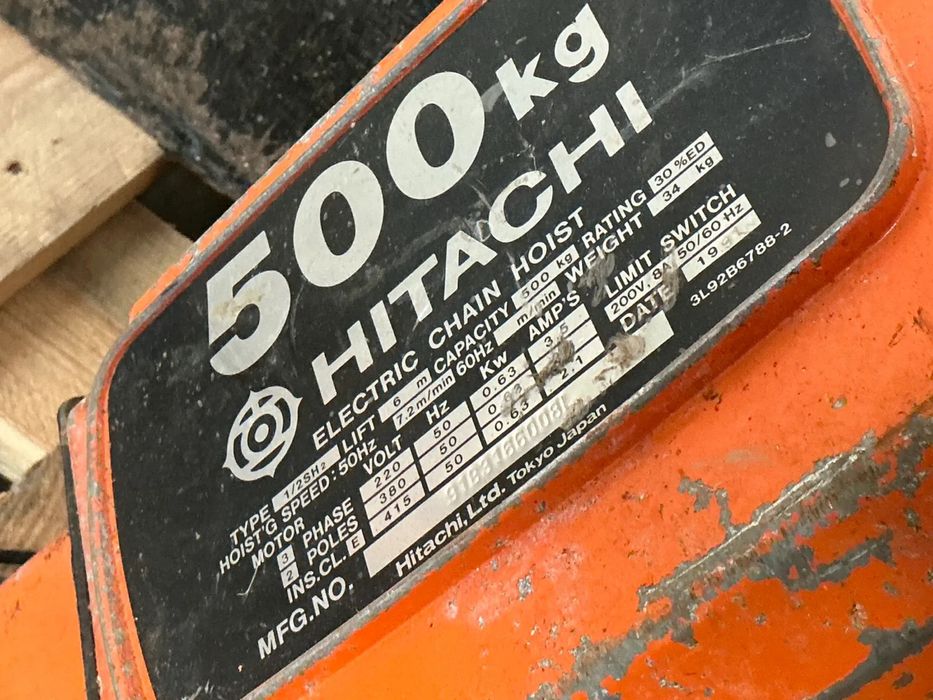 Wciągnik łańcuchowy elektryczny HITACHI 500 kg 0,5 t 6 m 3-fazowy wciagarka