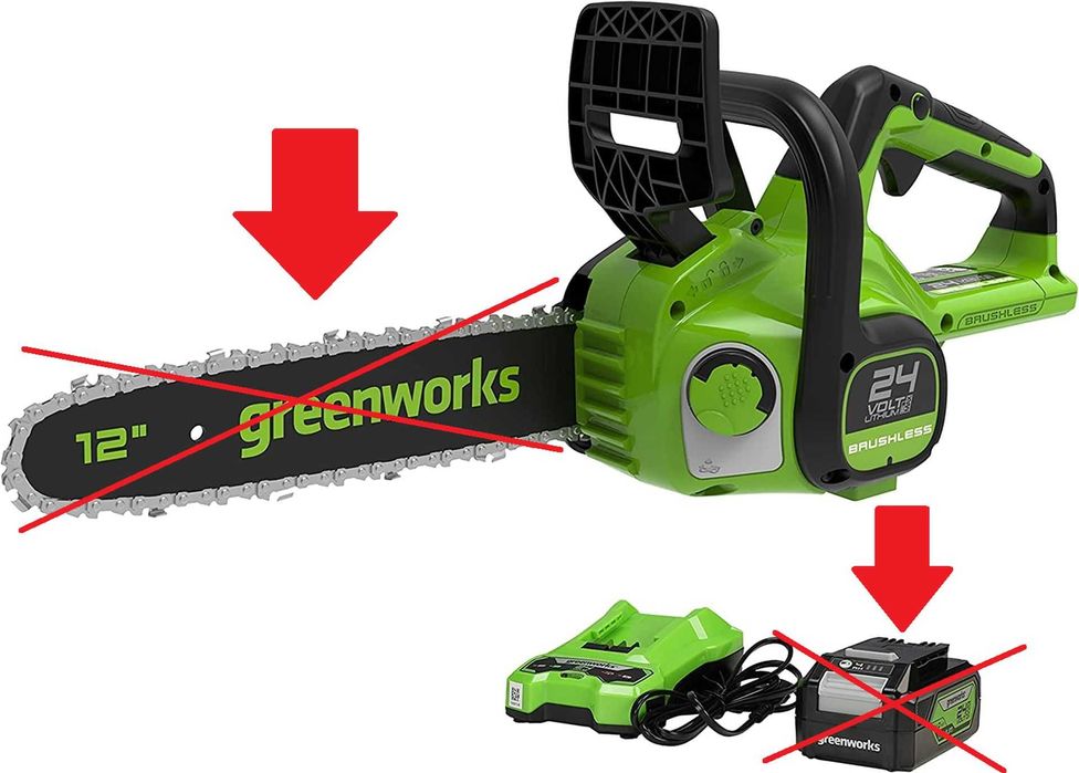 Akumulatorowa pilarka łańcuchowa Greenworks 24V USZKODZONA