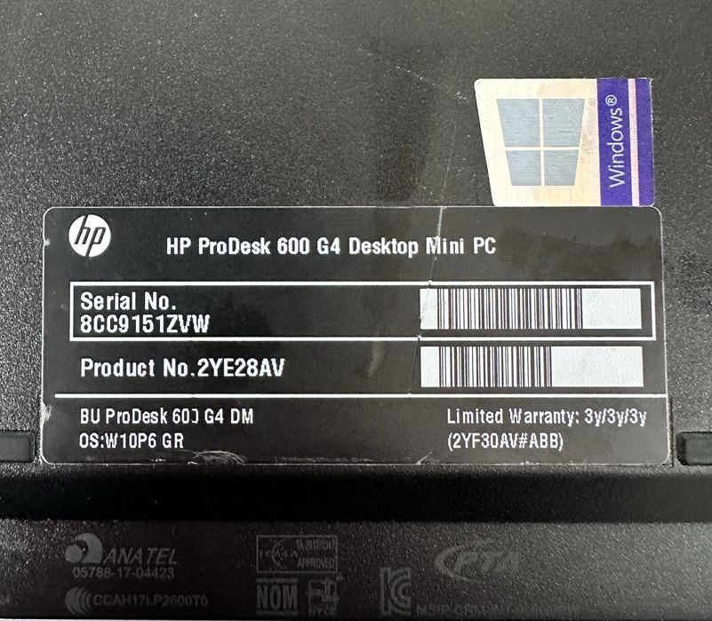 Компʼютер HP 600 G4 Mini i3-8100T 8GB DDR4 128GB SSD NVME