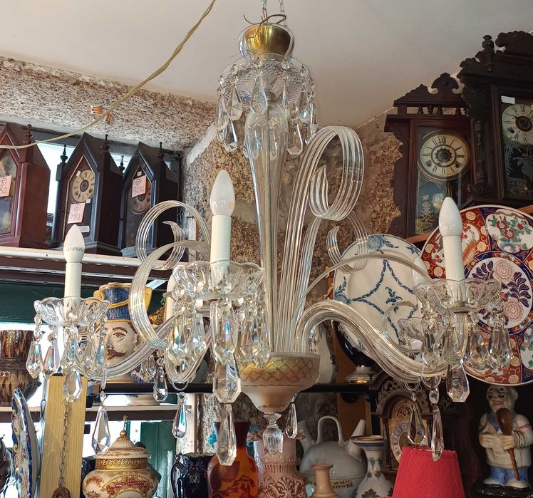 Lustre Estilo Veneziano Vidro Murano 6 Lâmpadas