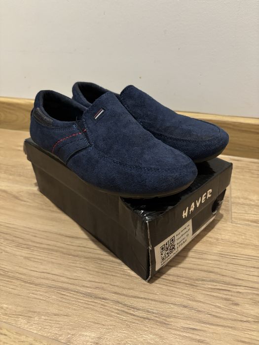 Buty mokasyny chłopięce zamsz granat 33