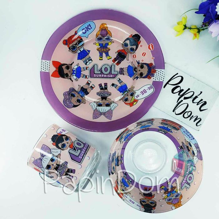 Набор детской посуды мультики Майнкрафт, БравлСтарс Три кота, Молния