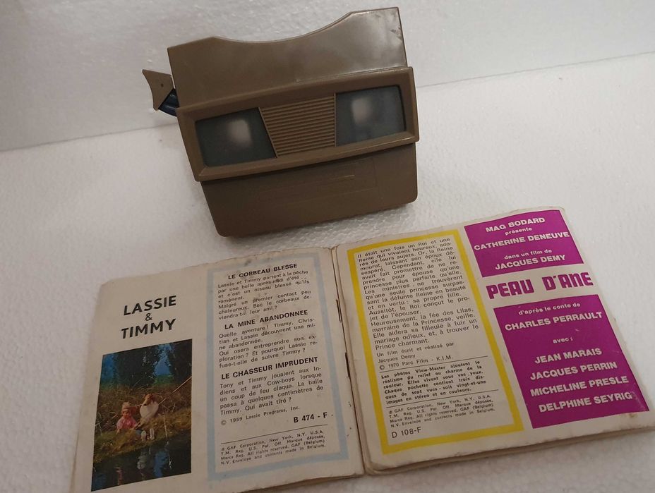 View-Master com dois filmes: Lassie & Timmy + Peau D'Ane - vintage