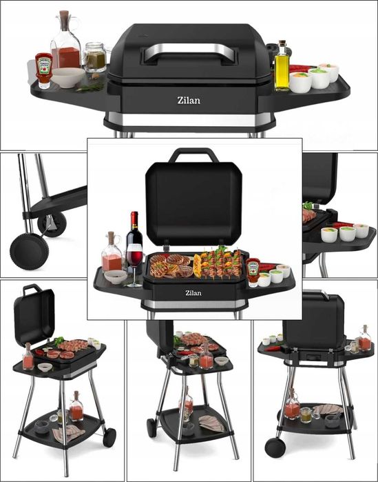 Grill Elektryczny Zilan 6w1 3050W XXL Pokrywa Termometr Półki