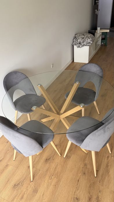 Mesa tampo de vidro redondo