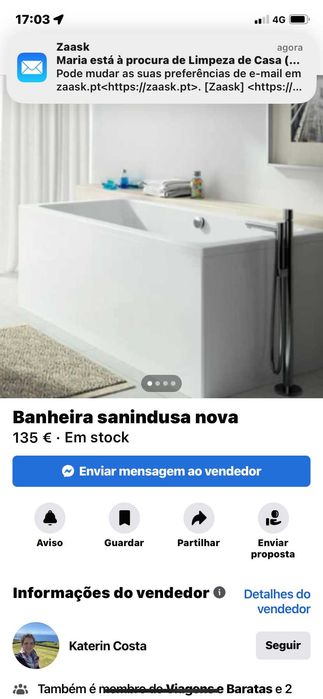 Banheira nova em caixa