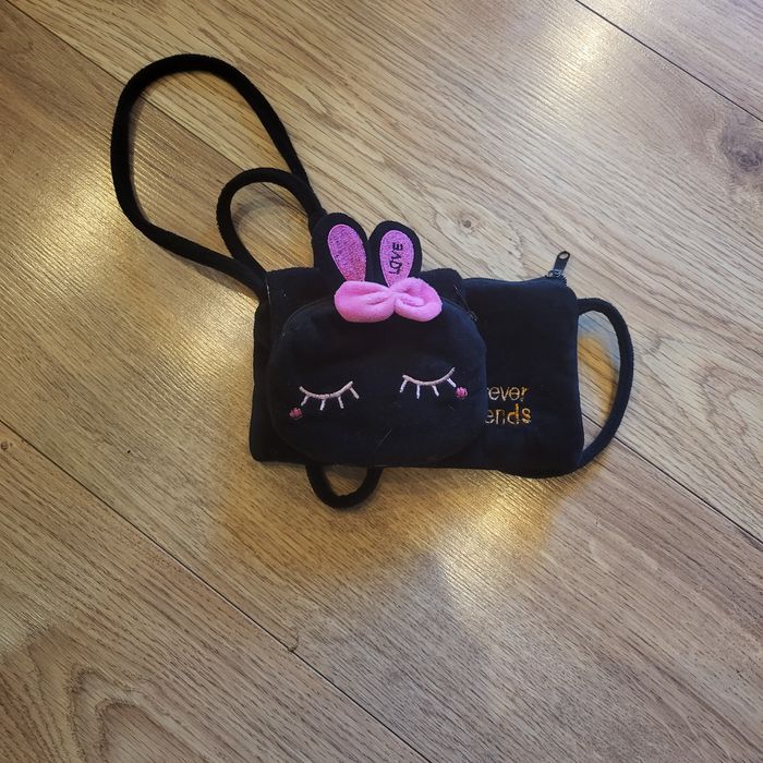 Torebka królik  czarno różowa