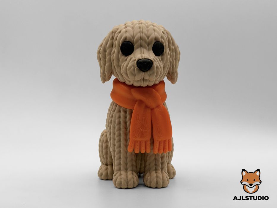 Figura cachorrinho com cachecol laranja outono