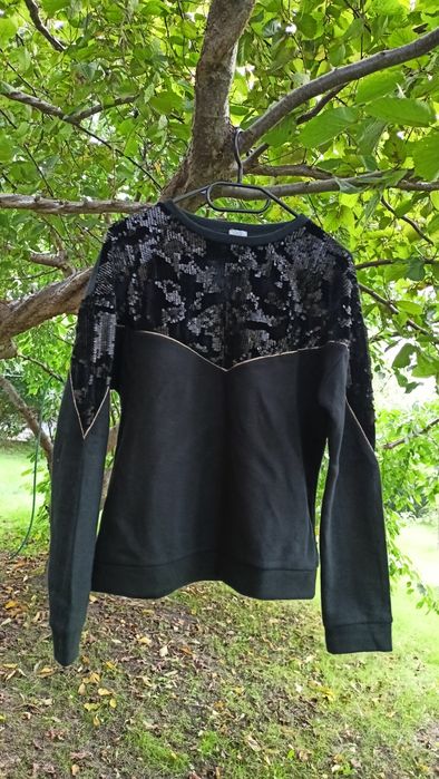Bluza z cekinami S elegancka czarna