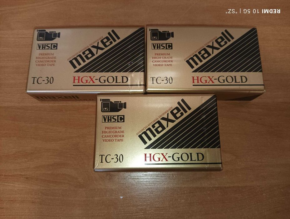 Maxell - HGH-GOLD - TC-30 - kasety VHS C - 3 sztuki - USA - NOWE !