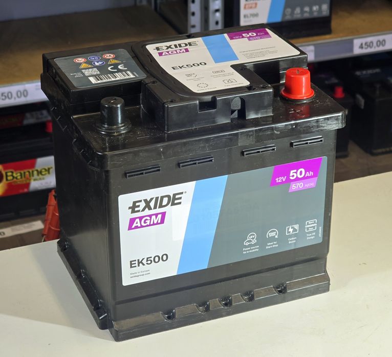 Wysyłka Gratis Akumulator AGM Exide EK500 12V 50AH 570A Nowy