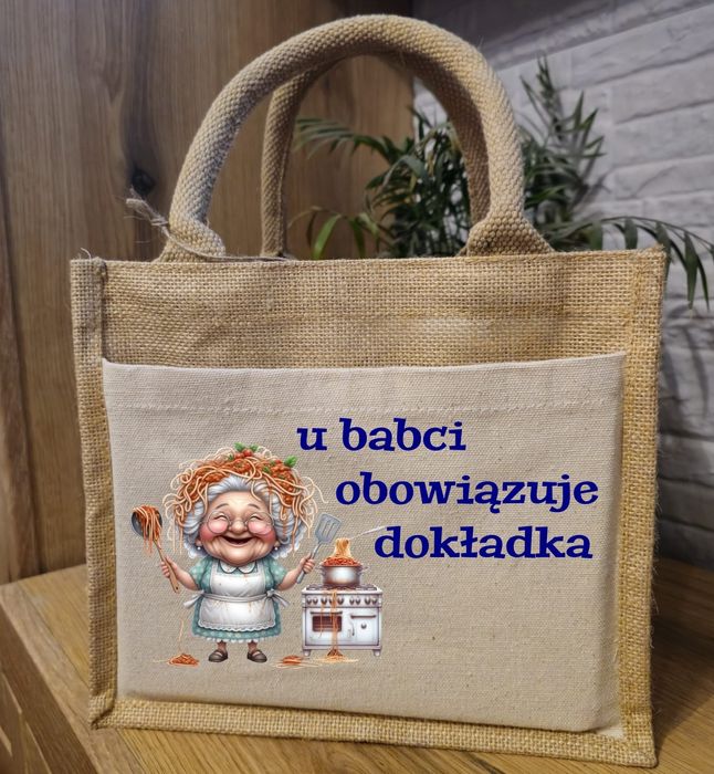 Torba jutowa z kieszonką Dzień Babci