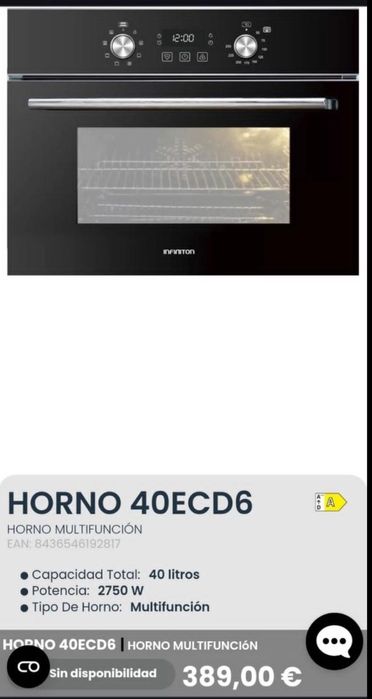 Forno compacto INFINITON, novo. 2750W.
