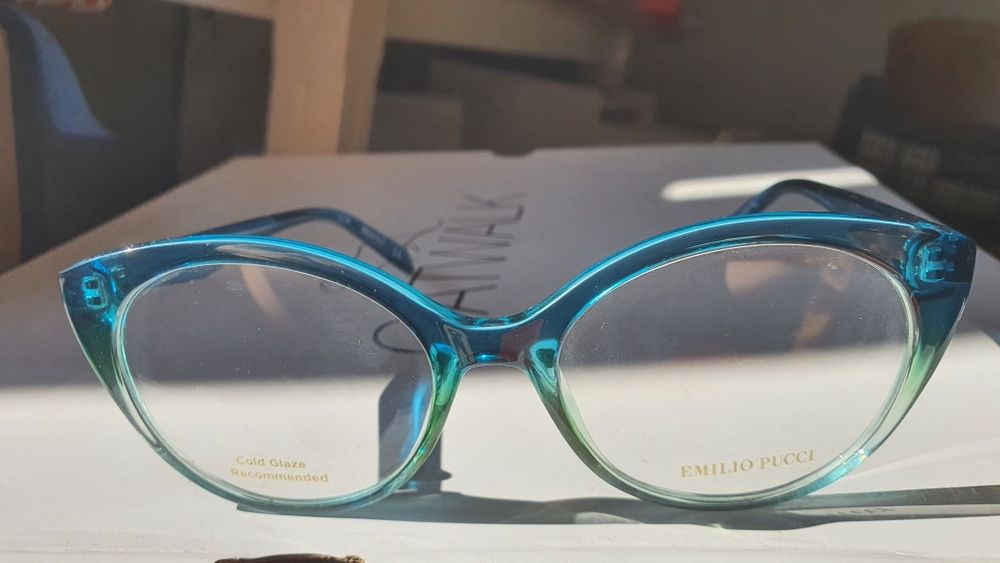 Oprawki Gradientowe Emilio Pucci Błękitne  Cat Eye